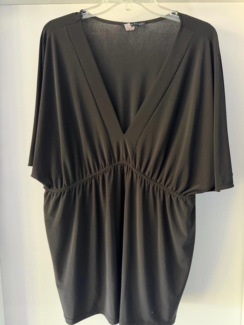 American City Wear Black Top with Script Neck Label